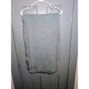 Matouk Pezzo Throw Blanket Light Blue Fringed 100% acrylic Made in Spain 50x70